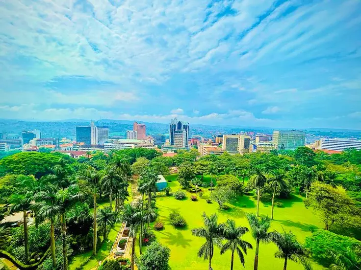 An aerial view of Kampala City in Uganda