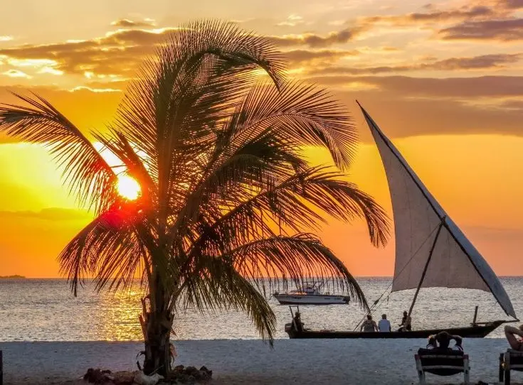 Dhows on the coast of Zanzibar