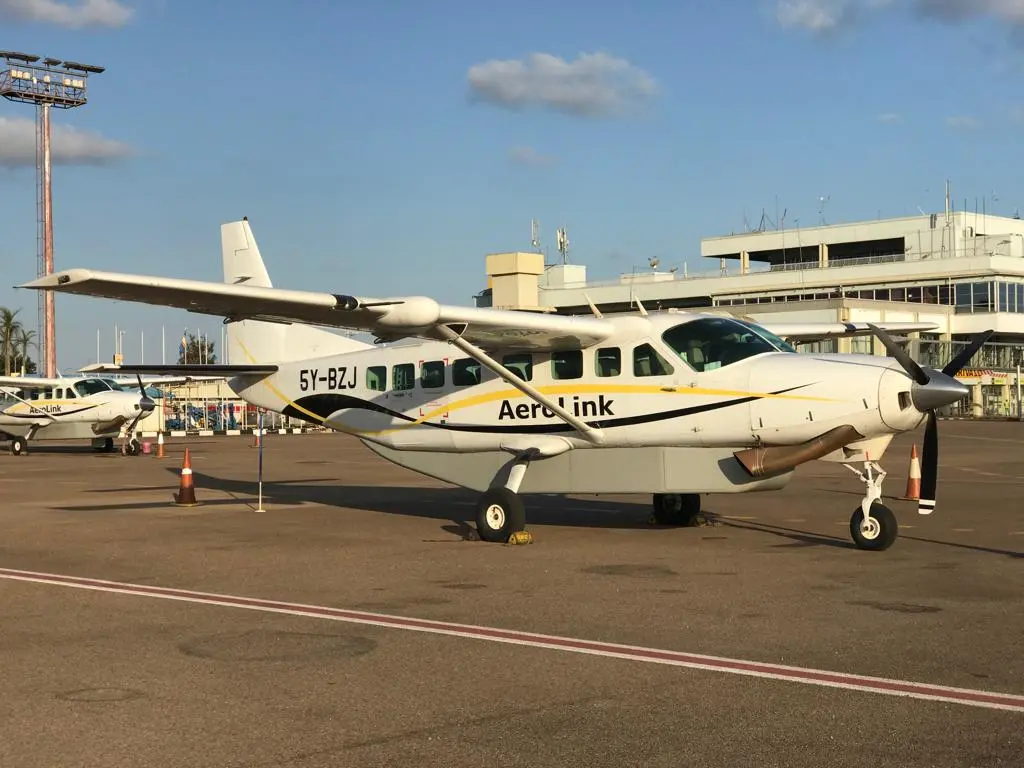 An aircraft of Aerolink for flying safari