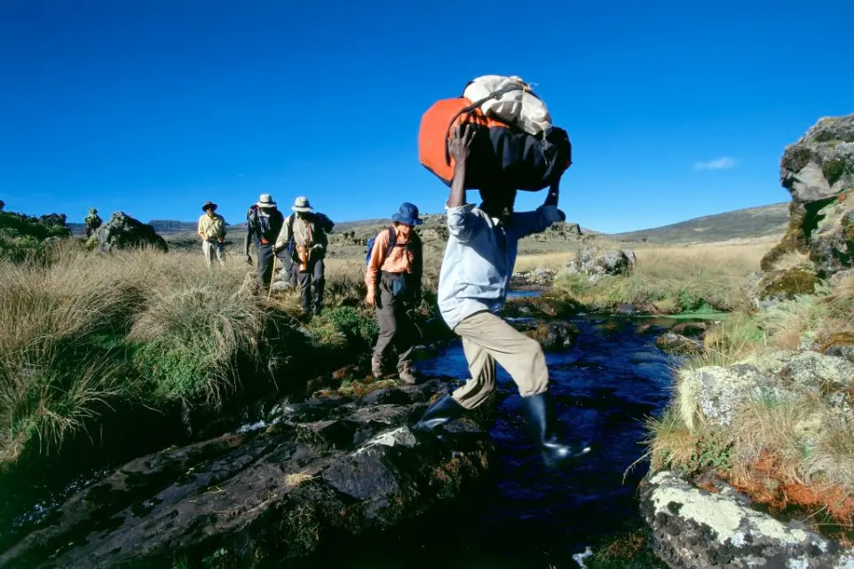 tourists hiking Mt. Elgon