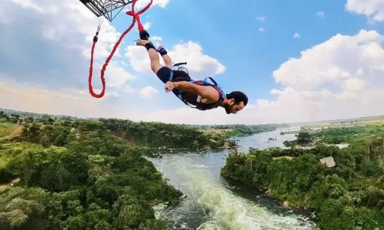 thrilling bungee jumping in Jinja